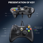 Wired Game Controller compatible with Xbox 360 & Slim and Windows PC (10/8/7), featuring upgraded analogue joysticks, dual vibration shock system. - Image 4