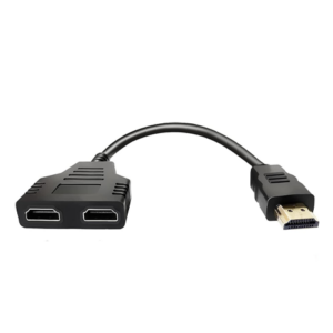 cable HDMI Splitter Adapter – 1080P HDMI Male to Dual HDMI Female 1-to-2 Cable, Connect One HDMI Source to Two Displays Simultaneously, Compatible with HDTVs, LED/LCD Monitors, and Projectors, Supports Two TVs at the Same Time