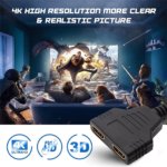 HDMI Splitter Adapter – 1080P HDMI Male to Dual HDMI Female 1-to-2 Cable, Connect One HDMI Source to Two Displays Simultaneously, Compatible with HDTVs, LED/LCD Monitors, and Projectors, Supports Two TVs at the Same Time - Image 4