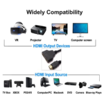 HDMI Splitter Adapter – 1080P HDMI Male to Dual HDMI Female 1-to-2 Cable, Connect One HDMI Source to Two Displays Simultaneously, Compatible with HDTVs, LED/LCD Monitors, and Projectors, Supports Two TVs at the Same Time - Image 2
