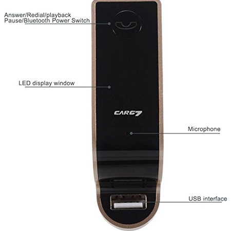 CARG7 Universal Bluetooth FM Transmitter – Wireless In-Car FM Adapter with Hands-Free Calling, Stereo Music Playback, and USB Car Charger for Android & iOS Devices - Image 2