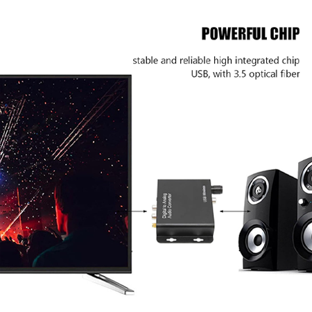 Digital to Analog Audio Converter – Black Stereo DC 5V/2A Portable Fiber Optic to 3.5mm Sound Adapter for Mobile Phones - Image 3