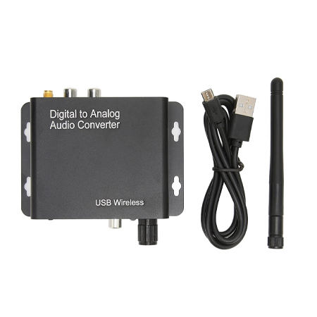 Digital to Analog Audio Converter – Black Stereo DC 5V/2A Portable Fiber Optic to 3.5mm Sound Adapter for Mobile Phones