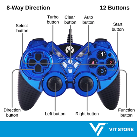 ingle Turbo Gamepad Controller with Joystick and Vibration for PC & Laptop – Blue 908 - Image 4