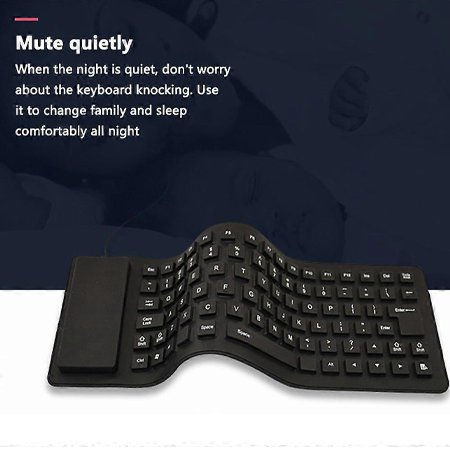 Flexible USB Waterproof Silicone Keyboard – Foldable 85-Key with Soft Rubber Cover for PC and Laptop (Black) - Image 4