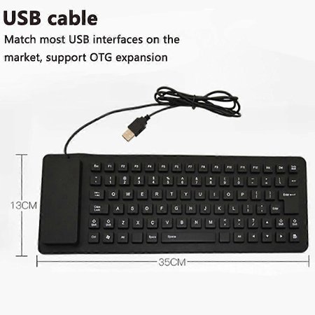 Flexible USB Waterproof Silicone Keyboard – Foldable 85-Key with Soft Rubber Cover for PC and Laptop (Black) - Image 3