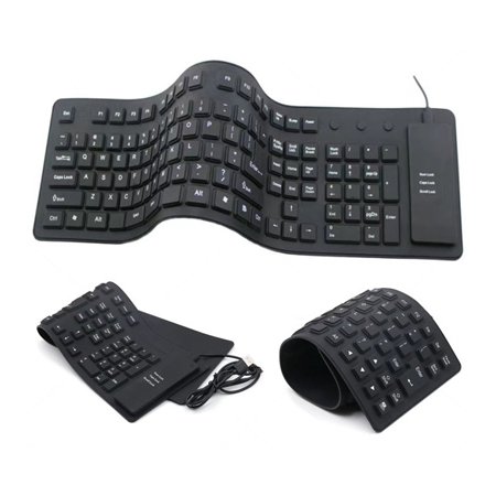Flexible USB Waterproof Silicone Keyboard – Foldable 85-Key with Soft Rubber Cover for PC and Laptop (Black) - Image 2