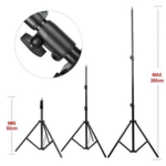 H-8819 Adjustable Aluminum Alloy Light Stand – 82 cm to 2 m Height, Lightweight & Portable for Photography and Videography - Image 2