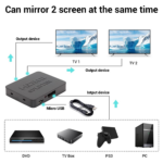 4K HDMI Splitter 1x2 – Distribute One HDMI Source to Two Displays, Supports Dual Monitor Duplication and Mirroring, HDMI 2.0b, 60Hz, Full HD 1080P, 3D, 18.5Gbps, Compatible with Xbox, PS4, Blu-Ray Player, and HDTV – Black - Image 2