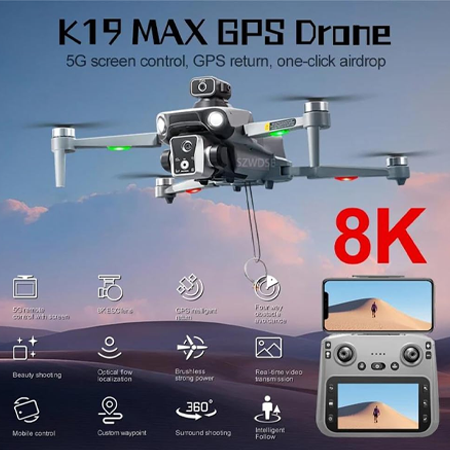 K19 Max GPS Drone – 4.5-Inch Screen Controller with SD Card, Unmanned Aerial Vehicle Featuring Airdrop, Brushless Motor, Optical Flow Positioning, Active Obstacle Avoidance, 4K Camera, and Carrying Case Included - Image 4