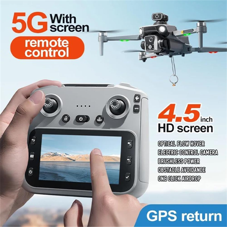 K19 Max GPS Drone – 4.5-Inch Screen Controller with SD Card, Unmanned Aerial Vehicle Featuring Airdrop, Brushless Motor, Optical Flow Positioning, Active Obstacle Avoidance, 4K Camera, and Carrying Case Included - Image 3