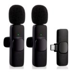 K9 Dual Wireless Lavalier Microphone for Android Type-C Smartphones – Noise Reduction, Plug-and-Play Recording in Black