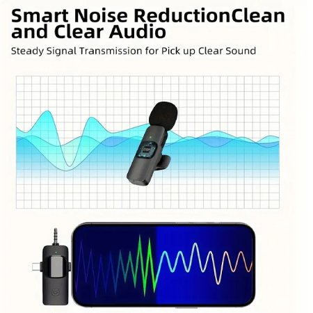 Wireless Lavalier Microphone for iPhone, Android Smartphones & Cameras – Plug-and-Play Recording System - Image 2