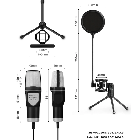 Yanmai SF-666R RGB USB Gaming Microphone with Tripod Stand and Pop Filter – Professional-Grade Recording - Image 2