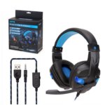 Soyto SY860MV Luminous Over-Ear Gaming Headset for PC with LED Lighting – Black and Blue - Image 2
