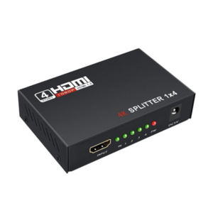 splitter HDMI Splitter 1x4 – 1 Input to 4 Outputs, Supports Full HD 1080p, 4K & 3D, Compatible with Xbox, PS3/PS4, Roku, Blu-ray Player and HDTV (Includes High-Speed HDMI Cable) – Black