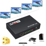 HDMI Splitter 1x4 – 1 Input to 4 Outputs, Supports Full HD 1080p, 4K & 3D, Compatible with Xbox, PS3/PS4, Roku, Blu-ray Player and HDTV (Includes High-Speed HDMI Cable) – Black - Image 3