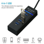 4-Port High-Speed USB 3.0 Hub – SuperSpeed Multiport Slim Adapter with LED Indicator, 1-Foot Cable, Compatible with USB Drives, Mouse, Keyboards, Mobiles, and Tablets (Black) - Image 4