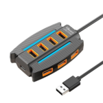 10-Port USB 3.0 Hub with Power Adapter – High-Speed Multiport USB Splitter with 3.9ft Cable, Compact USB Extension Dock for Desktop, Laptop, Xbox, Camera, Keyboard, and Mouse