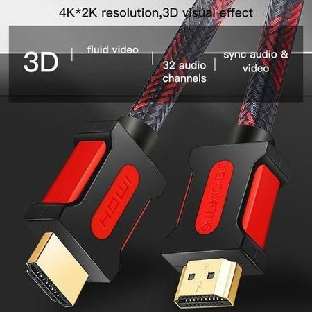 10m High-Speed HDMI Cable with Ethernet V1.4 – Supports 4K, 3D Video, Available in Red or Black - Image 3
