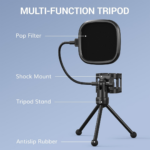 TONOR TC-777 USB Cardioid Condenser Microphone with Tripod Stand and Pop Filter for Podcasting and Streaming - Image 4
