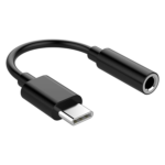USB Type-C Digital to 3.5mm Female Headphone Jack Adapter, Type-C AUX Audio Dongle Converter for Various Smartphones – Black