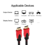 10m High-Speed HDMI Cable with Ethernet V1.4 – Supports 4K, 3D Video, Available in Red or Black - Image 4