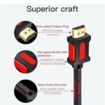 10m High-Speed HDMI Cable with Ethernet V1.4 – Supports 4K, 3D Video, Available in Red or Black - Image 2