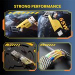 4-in-1 Multifunctional 65W Fast Charging Cable with Zinc Alloy Metal Head, Tangle-Free Flat Design, USB-A & Type-C to Type-C/Lightning, High-Speed Data Sync, Compatible with All Smartphones - Image 5