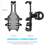 Bicycle Phone Mount – Anti-Shake Motorcycle Phone Holder with Rotatable Handlebar Clamp, Compatible with Bikes, Scooters, ATVs, and 5.4”–7.2” Smartphones - Image 2