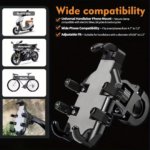 Bicycle Phone Mount – Anti-Shake Motorcycle Phone Holder with Rotatable Handlebar Clamp, Compatible with Bikes, Scooters, ATVs, and 5.4”–7.2” Smartphones - Image 4