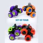 Rotating Friction Powered Monster Truck Toy Set – 4PCS All-Terrain Stunt Action Trucks for Kids - Image 4