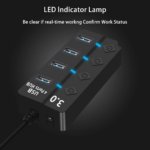 4-Port USB 3.0 Hub for PC & Laptop – High-Speed Hub with Individual Power Switches, LED Indicators, 30cm Cable (Black) - Image 5