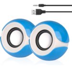 USB Mini Stereo Speakers for Laptop, Desktop & PC with Volume Control – Blue