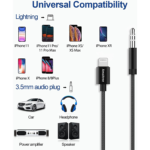 Lightning to 3.5mm AUX Cable 6.6ft Black Braided – Apple MFi Certified 3.5mm Headphone Jack Adapter Male Audio Cable - Image 4