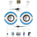 USB Mini Stereo Speakers for Laptop, Desktop & PC with Volume Control – Blue - Image 4