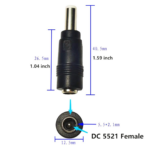 DC Power Adapter Connector, 5.5×2.5mm Male Plug to 5.5×2.1mm Female Jack Coupler, DC 5521 Female to 5525 Male Power Cable Converter for Laptop and Power Interfaces - Image 4