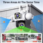 6K 12MP Triple Lens Outdoor WiFi PTZ 360° Security Camera – IP66 Waterproof CCTV Surveillance System - Image 2