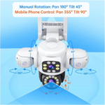 6K 12MP Triple Lens Outdoor WiFi PTZ 360° Security Camera – IP66 Waterproof CCTV Surveillance System - Image 3