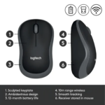 Logitech M185 Wireless Mouse with 2.4GHz Receiver, Ergonomic Design, and Silent Operation for PC and Mobile Use - Image 5