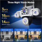 6K 12MP Triple Lens Outdoor WiFi PTZ 360° Security Camera – IP66 Waterproof CCTV Surveillance System - Image 5