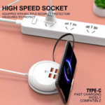 Retractable Desktop Power Strip with 2 USB-A Ports & 2 USB-C PD Fast Charging Ports - Image 5