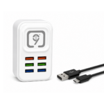 9T CH-50 6-Port USB Fast Charging Wall Charger 3.1A Multi-Port Charging Adapter with Smart Device Detection