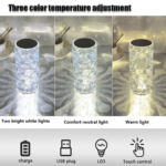 USB Rechargeable Water Drop Crystal Lamp with Touch Control for Bedroom and Dining Room - Image 2