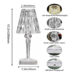 Portable Crystal Diamond LED Lamp with USB Charging and Touch-Control Brightness Adjustment - Image 3