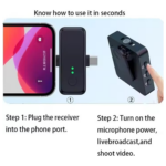 F15-2 Dual Wireless Lavalier Microphone System for Phones, Vlogging, Interviews and Content Creation – Black - Image 2