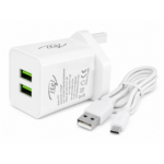 Itel  LT-113 Dual USB Charger Adapter with 6A High-Speed Charging for Smartphones and Tablets