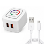6A Dual USB Fast Charging Wall Charger with Colorful Running LED Lamp and Smart Charging - Image 4