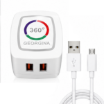 6A Dual USB Fast Charging Wall Charger with Colorful Running LED Lamp and Smart Charging