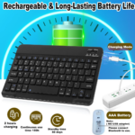 GreenLYCA Rechargeable Wireless Bluetooth Keyboard & Silent Mouse Combo for Mac, PC, Laptops, iPad & Tablets – Ultra-Slim, Lightweight & Portable - Image 3